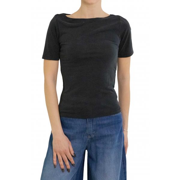 Maglia tinta unita con scollo a barca Only